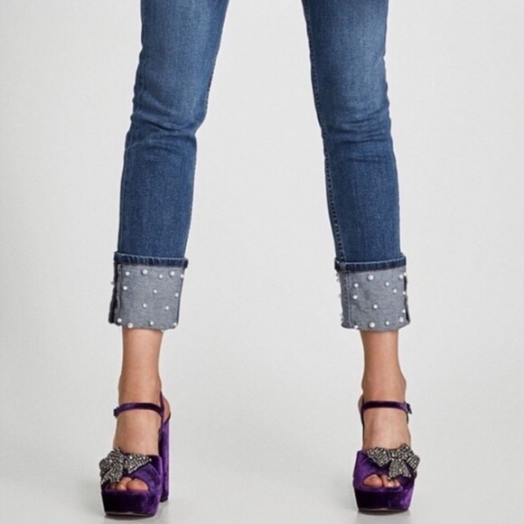 NEW Zara Basic Z1975 Denim Pearl Ankle Cuff Mid Rise Skinny Jeans. Size: 34 - Picture 1 of 15
